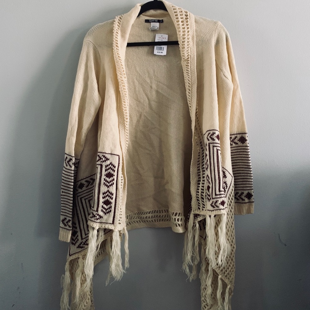 Open front geometric cardigan